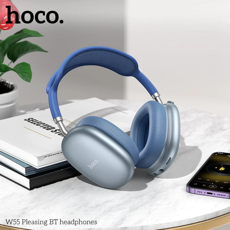 W55 over Ear Buetooth Earphone Wireless Music Headphone Mic Hifi Audio Headsets Stereo Sound Sport Earphones 40MM AUX TF