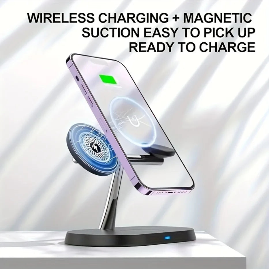 3 in 1 Magnetic Wireless Charger Stand for Magsafe Iphone 17 16 15 14 13 12 Apple Watch 8 7 Airpods Pro Fast Charging Station