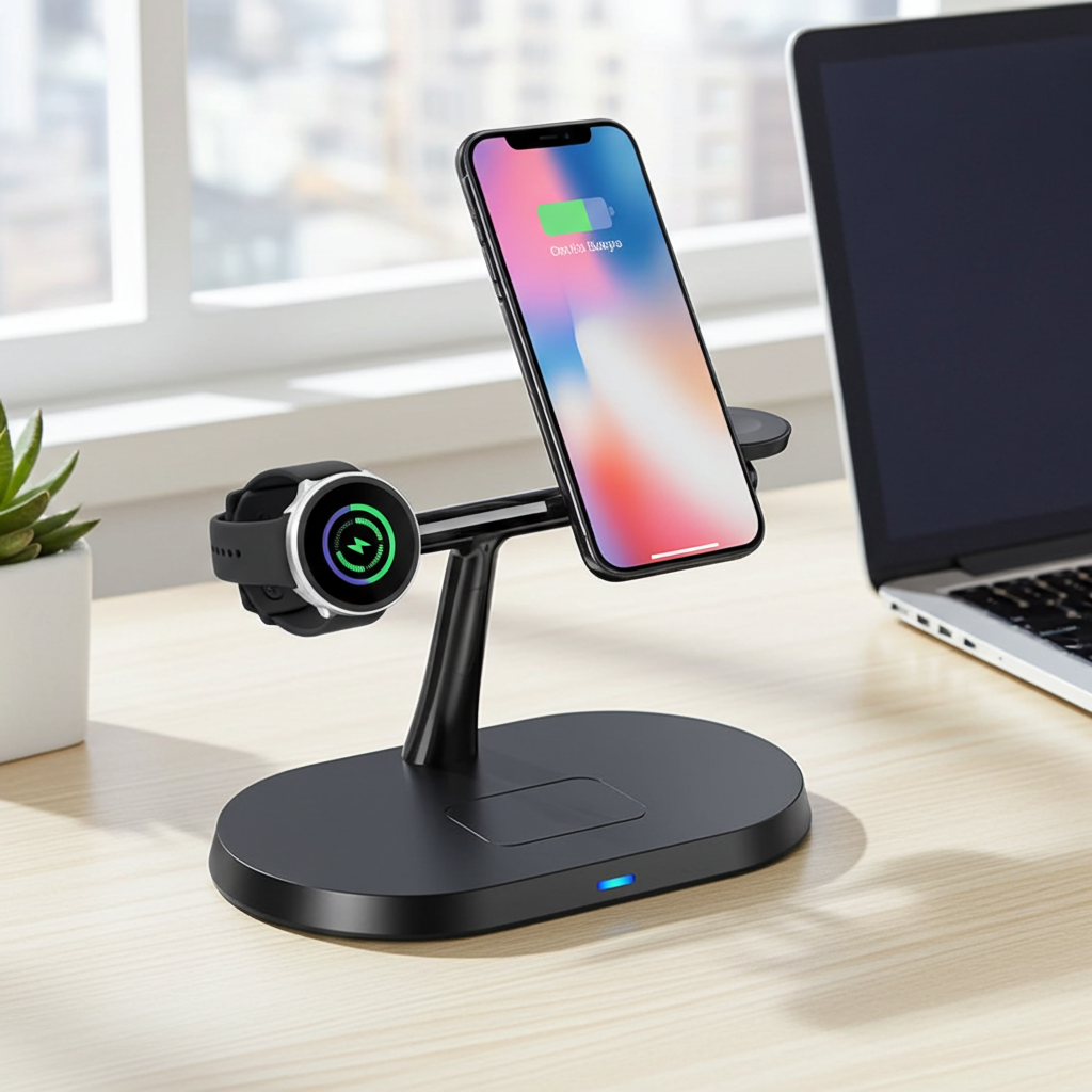 3 in 1 Magnetic Wireless Charger Stand for Magsafe Iphone 17 16 15 14 13 12 Apple Watch 8 7 Airpods Pro Fast Charging Station