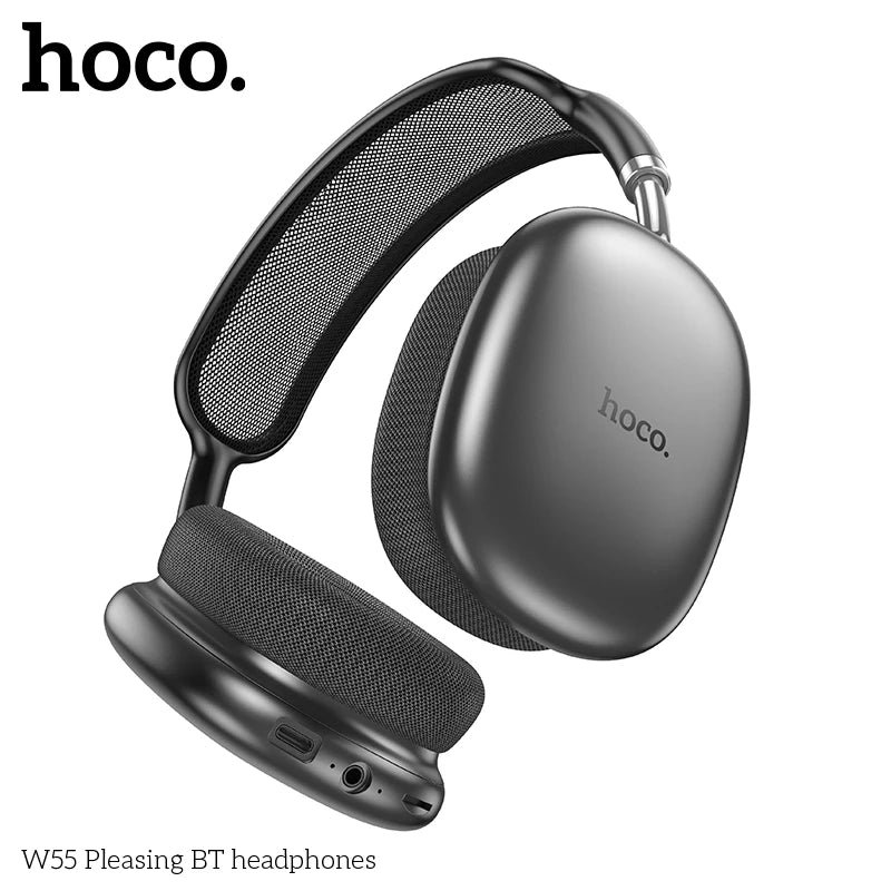 W55 over Ear Buetooth Earphone Wireless Music Headphone Mic Hifi Audio Headsets Stereo Sound Sport Earphones 40MM AUX TF